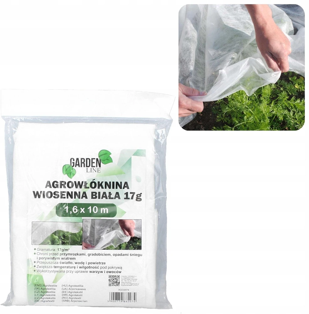 Agroplėvelė 1,6 x 10 m pavasarinė balta 17 g/m²