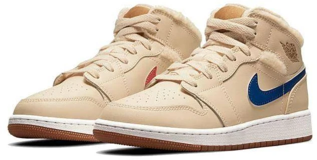 Air Jordan 1 Mid Flisinis Perlų Baltumo GS Žiemos Avalynė - DO2207-264