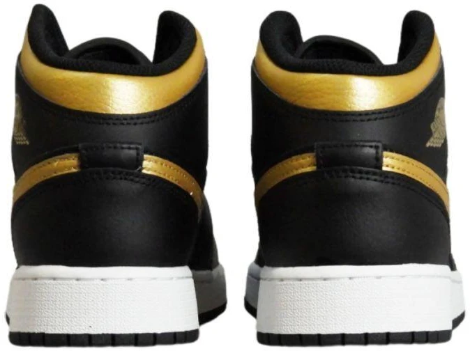 Air Jordan 1 Mid Jaunuoliams (GS) Krepšinio bateliai Juoda/Metalinė aukso - DQ8423-071