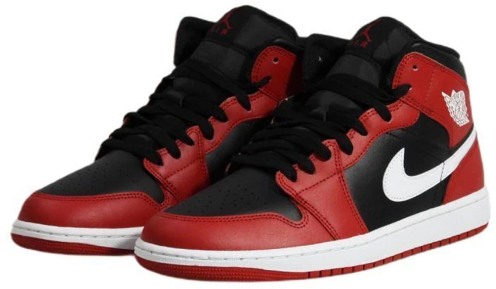 Air Jordan 1 Mid Vyriški krepšinio bateliai Juoda/Raudona/Balta - DQ8426-061