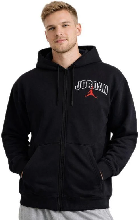 Air Jordan Brooklyn Fleece džemperis su gobtuvu ir pilnu užtrauktuku, juodas - IB7908-010