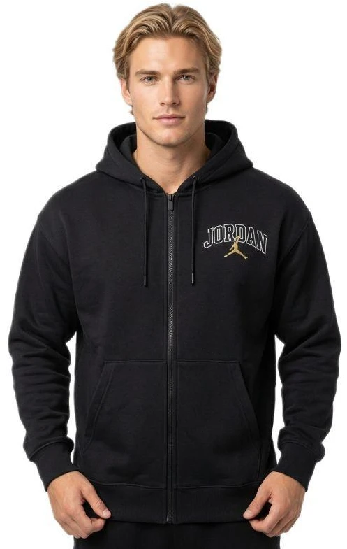 Air Jordan Brooklyn Fleece džemperis su gobtuvu ir pilnu užtrauktuku, juodas - IB7908-011