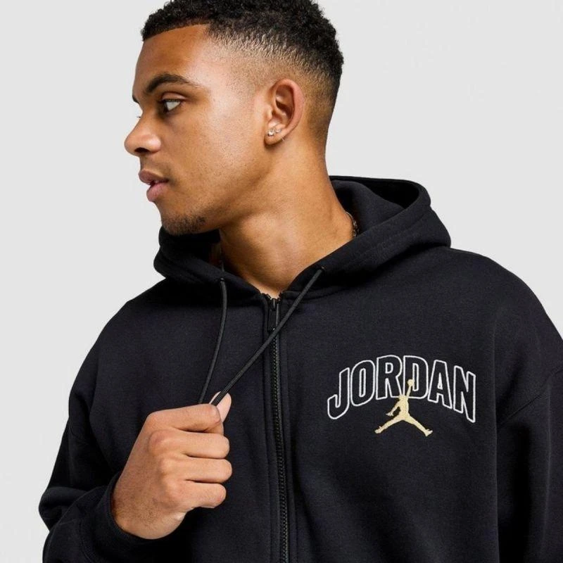 Air Jordan Brooklyn Fleece džemperis su gobtuvu ir pilnu užtrauktuku, juodas - IB7908-011