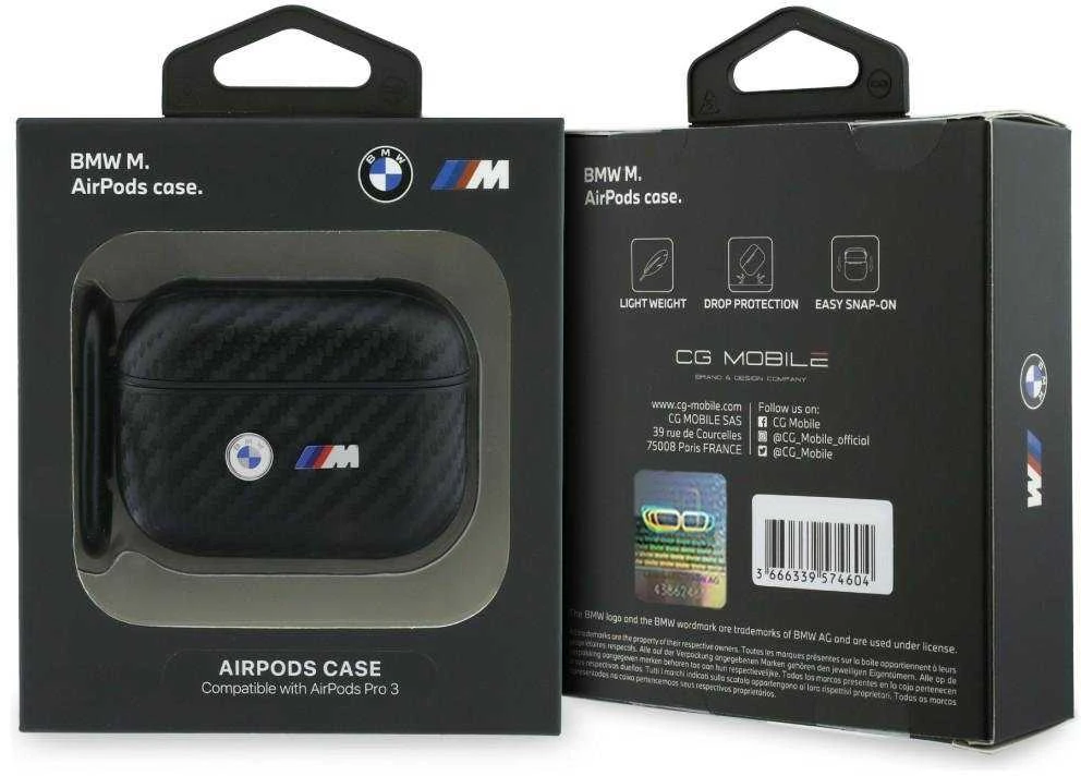 Dėklas BMW Carbon Metal Logo Case for AirPods Pro 3 - Juodas