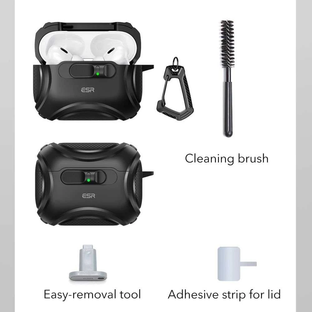 ESR Cyber ​​​​FlickLock MagSafe dėklas, skirtas AirPods Pro 3 - Juodas