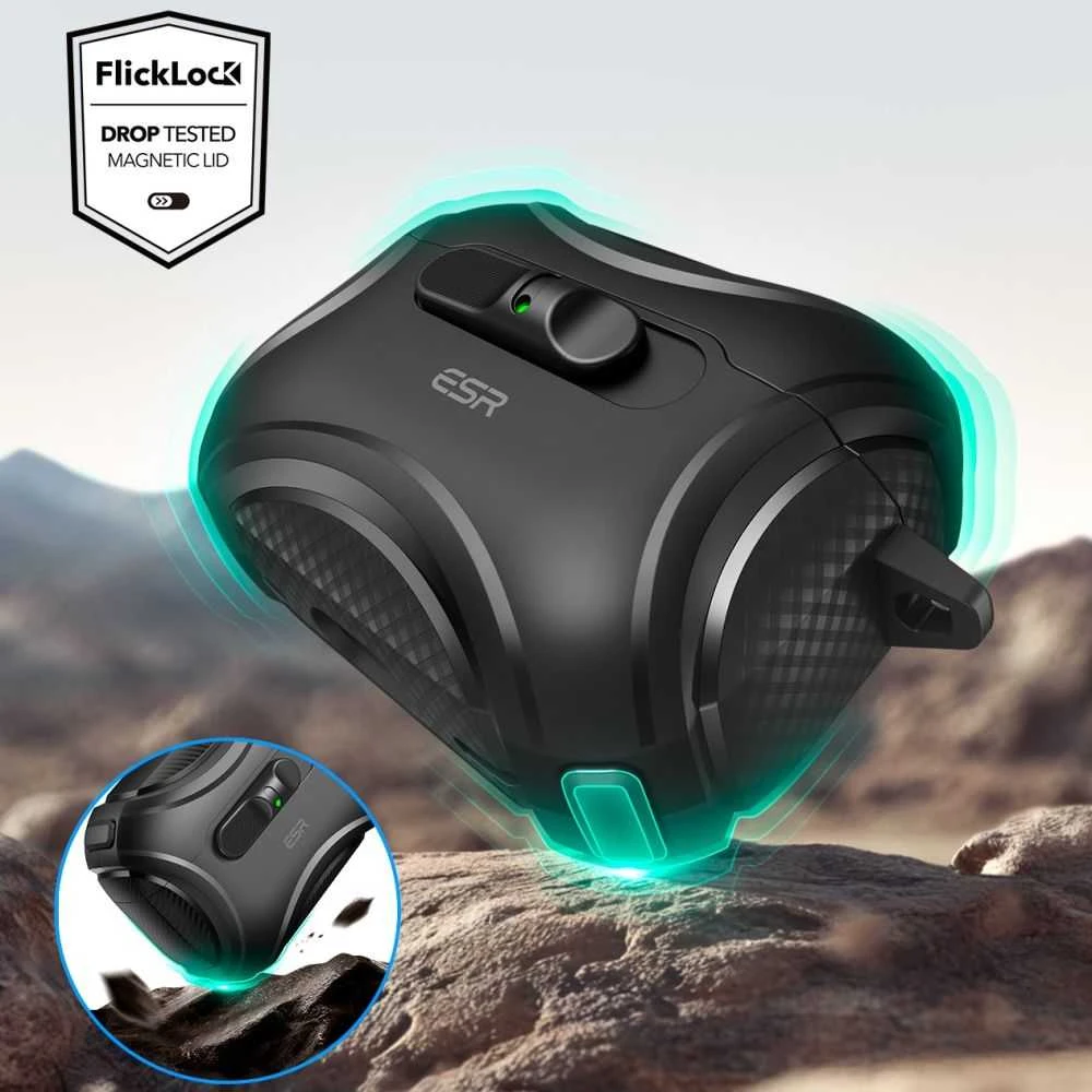 ESR Cyber ​​​​FlickLock MagSafe dėklas, skirtas AirPods Pro 3 - Juodas