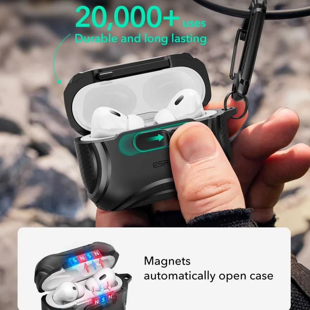 ESR Cyber ​​​​FlickLock MagSafe dėklas, skirtas AirPods Pro 3 - Juodas