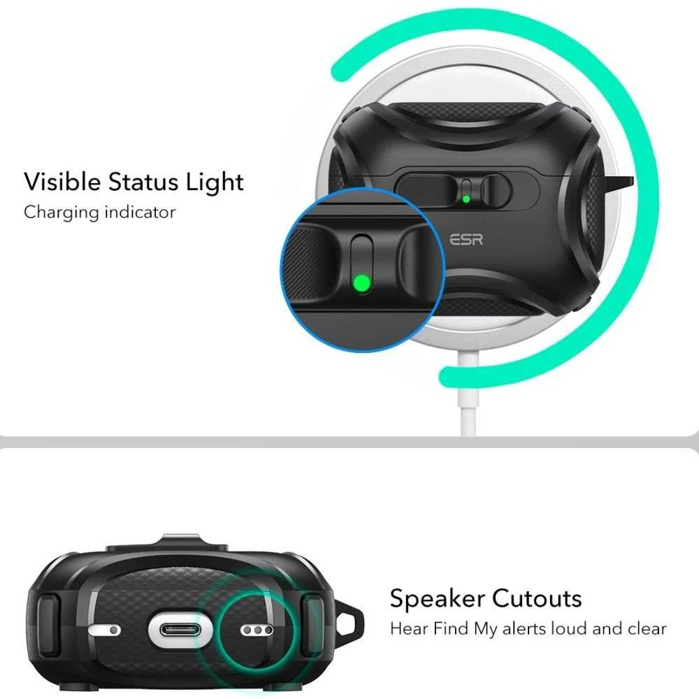 ESR Cyber ​​​​FlickLock MagSafe dėklas, skirtas AirPods Pro 3 - Juodas