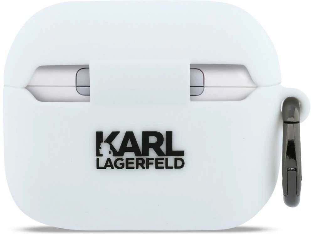 Karl Lagerfeld silikoninis Karl Head 3D dėklas AirPods Pro 3 ausinėms - Baltas