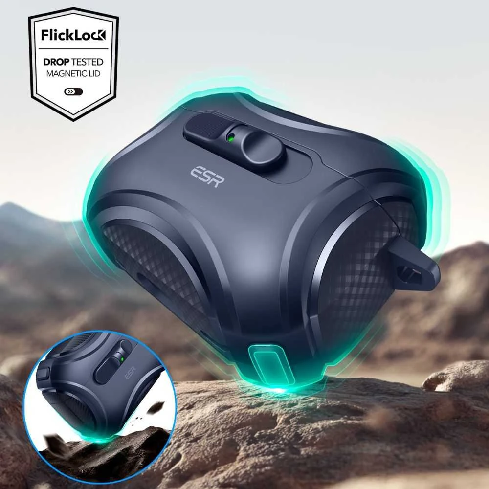 ESR Cyber ​​​​FlickLock MagSafe dėklas, skirtas AirPods Pro 3 ausinėms – tamsiai mėlynas Mėlyna