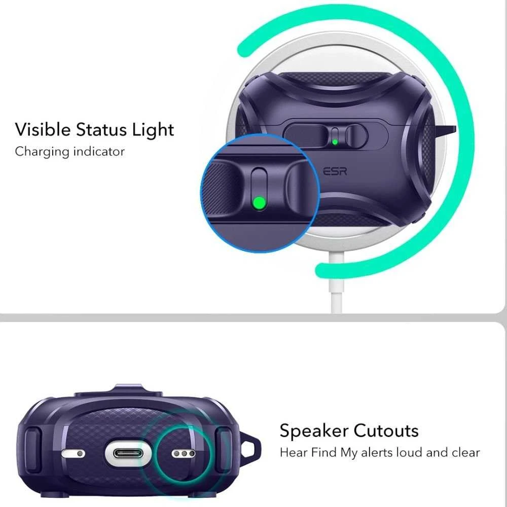ESR Cyber ​​​​FlickLock MagSafe dėklas, skirtas AirPods Pro 3 ausinėms - Violetinė