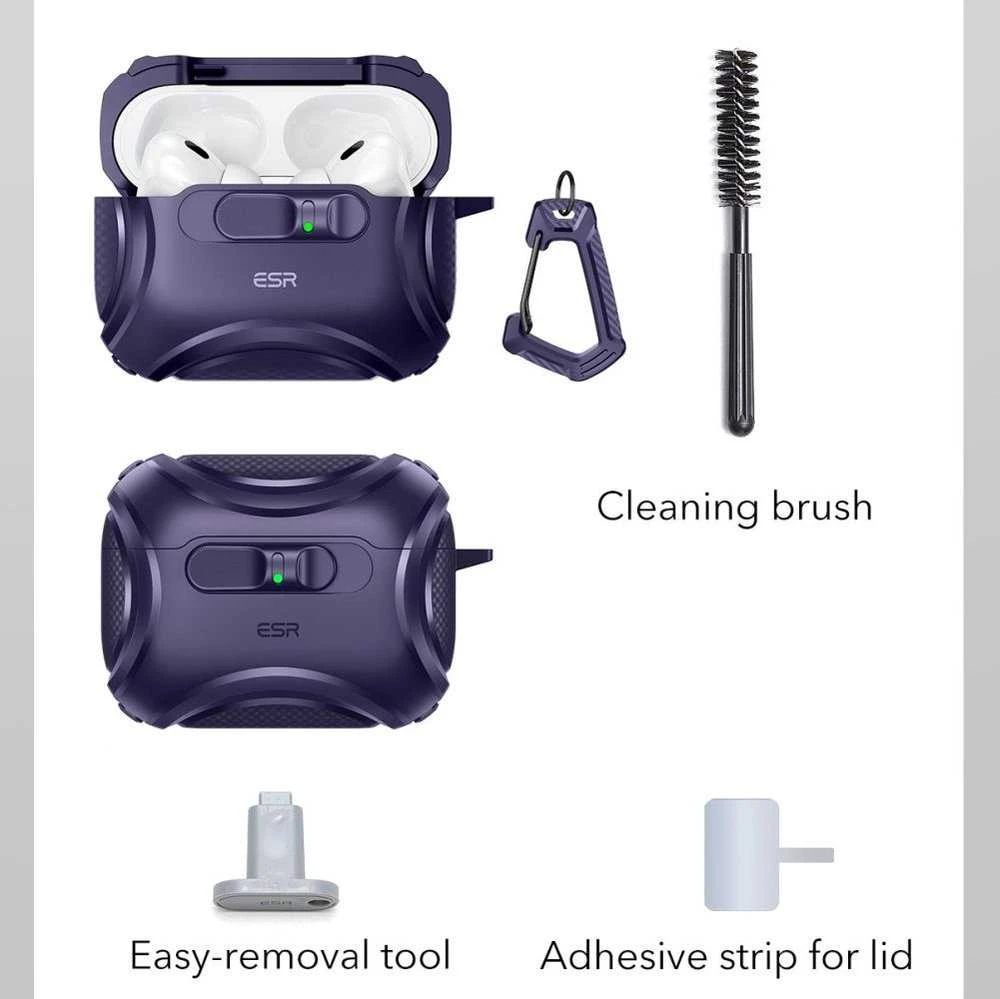ESR Cyber ​​​​FlickLock MagSafe dėklas, skirtas AirPods Pro 3 ausinėms - Violetinė