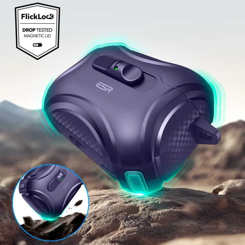 ESR Cyber ​​​​FlickLock MagSafe dėklas, skirtas AirPods Pro 3 ausinėms - Violetinė