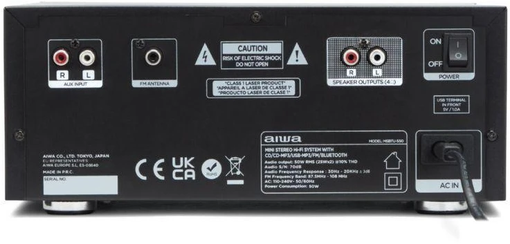 Aiwa MSBTU-550 namų garso sistema Home audio micro system 50 W Juoda
