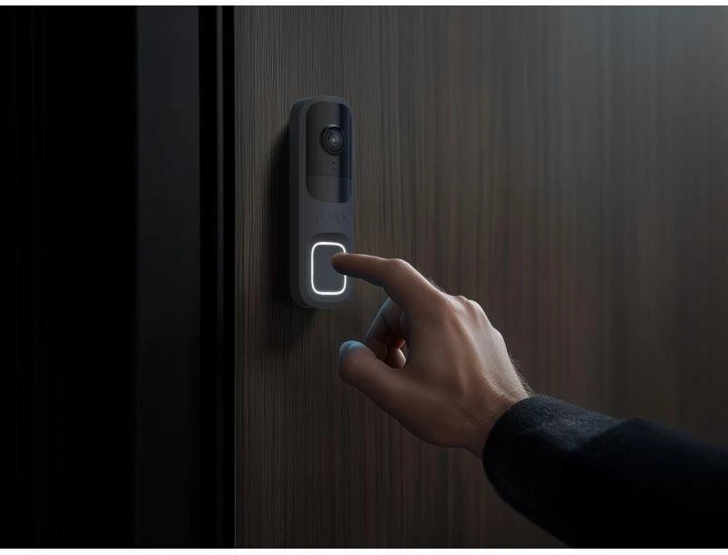 Ajax DoorBell išmanusis durų skambutis su PIR sensoriumi ir AI, juodas