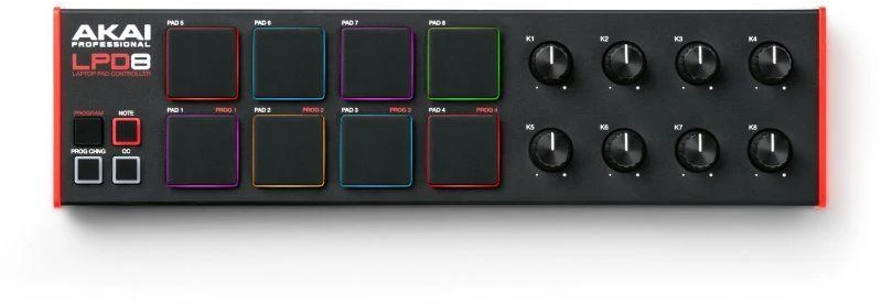 MIDI Valdiklis - AKAI LPD 8 MKII 8 mygtukai 8 rankenėlės Raudona/Juoda