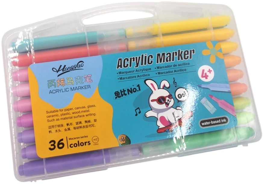Akrilinių flomasterių rinkinys „HongYao“ – 36 spalvos