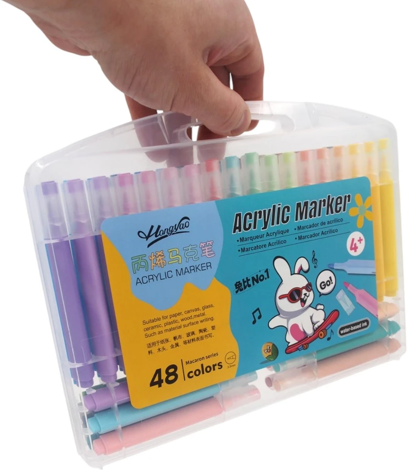 Akrilinių flomasterių rinkinys „HongYao“ – 48 spalvos