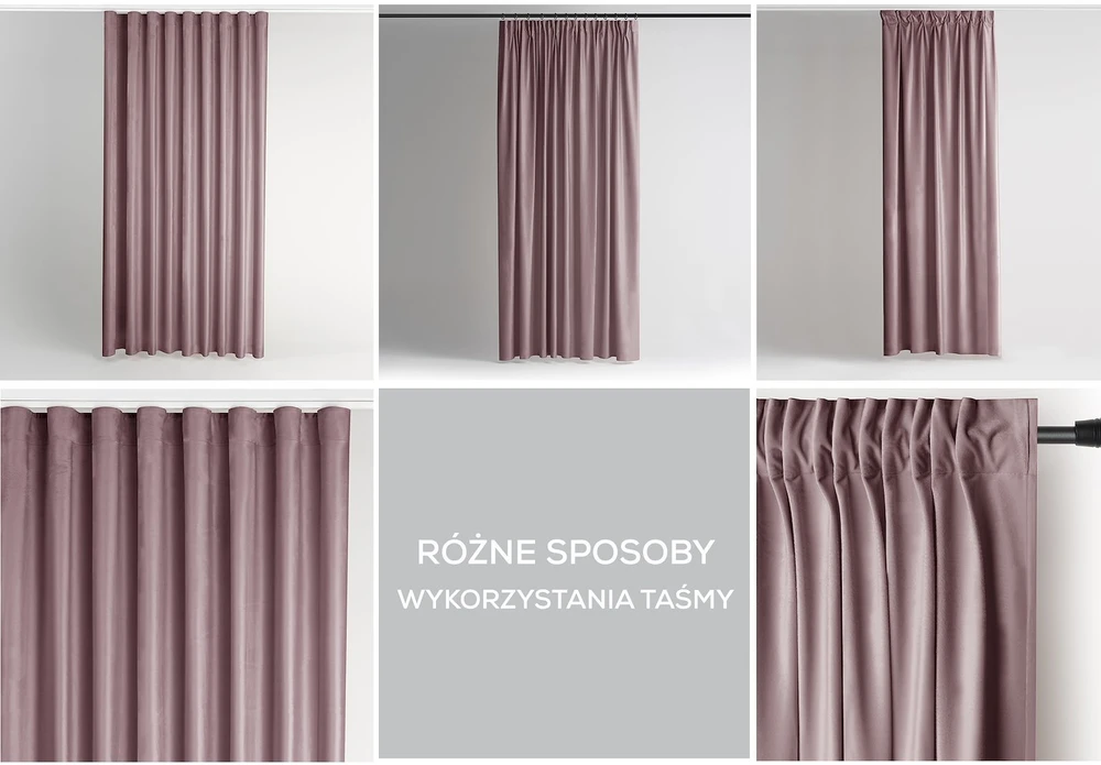 Aksominė užuolaida su juostele AmeliaHome 140 × 245 cm, rožinė