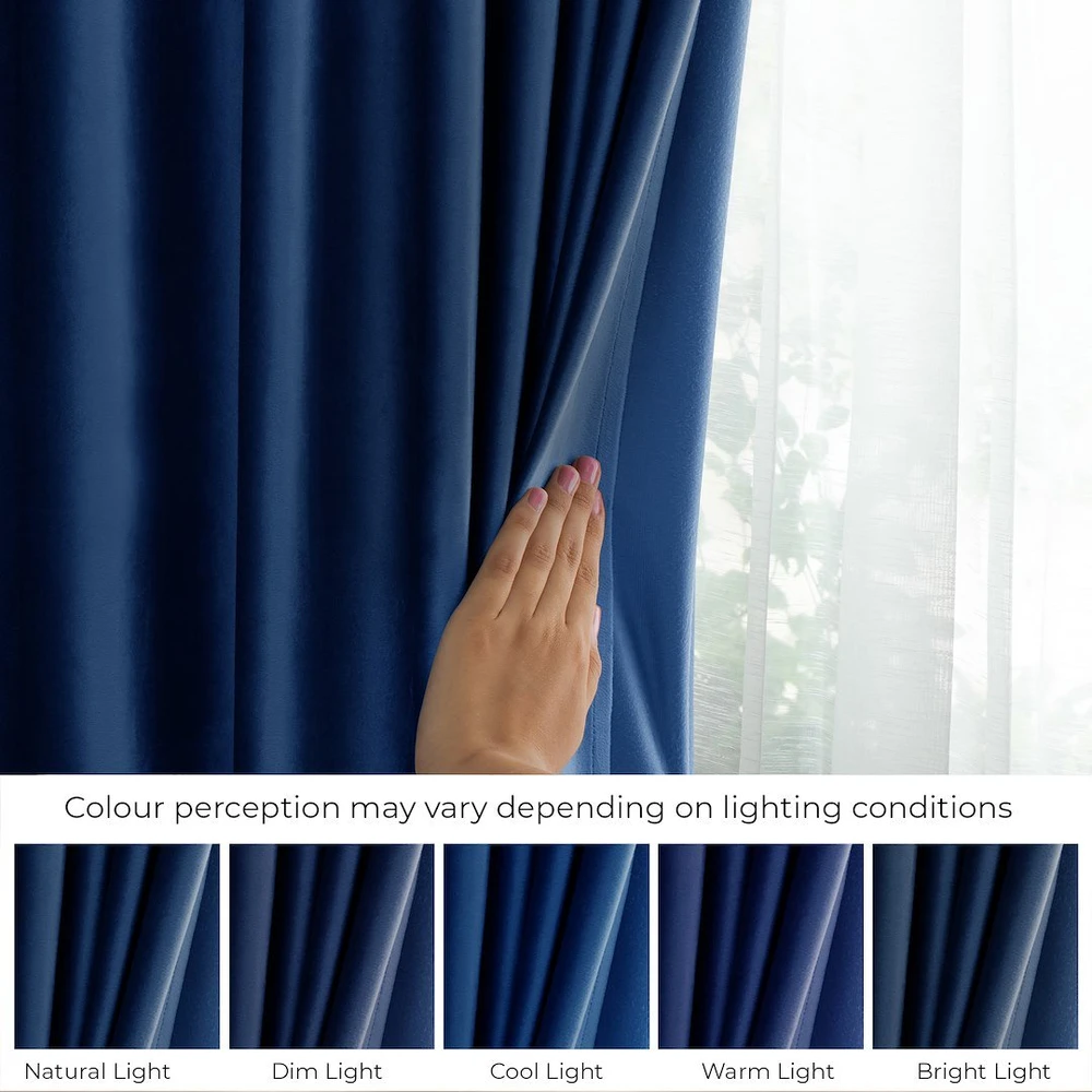 Naktinė užuolaida su žiedais AmeliaHome VELVET 140X245 cm, 1 vnt., spalva: tamsiai mėlyna