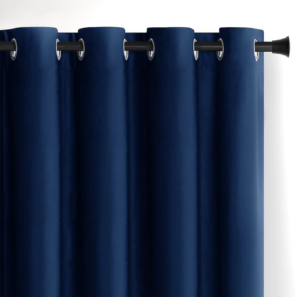 Naktinė užuolaida su žiedais AmeliaHome VELVET 140X245 cm, 1 vnt., spalva: tamsiai mėlyna