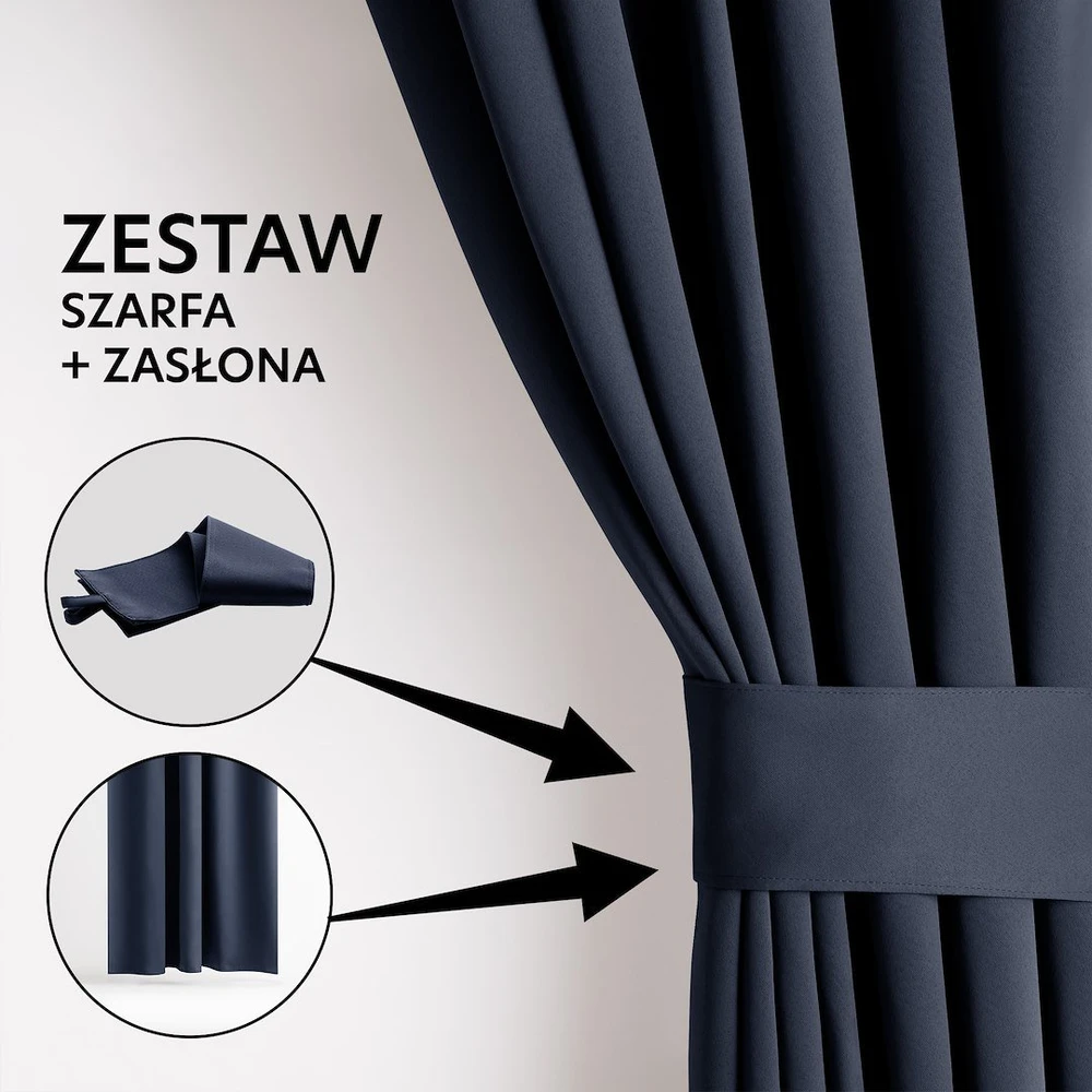 Aksominė užuolaida su kilpomis AmeliaHome 140 × 270 cm, tamsiai mėlyna