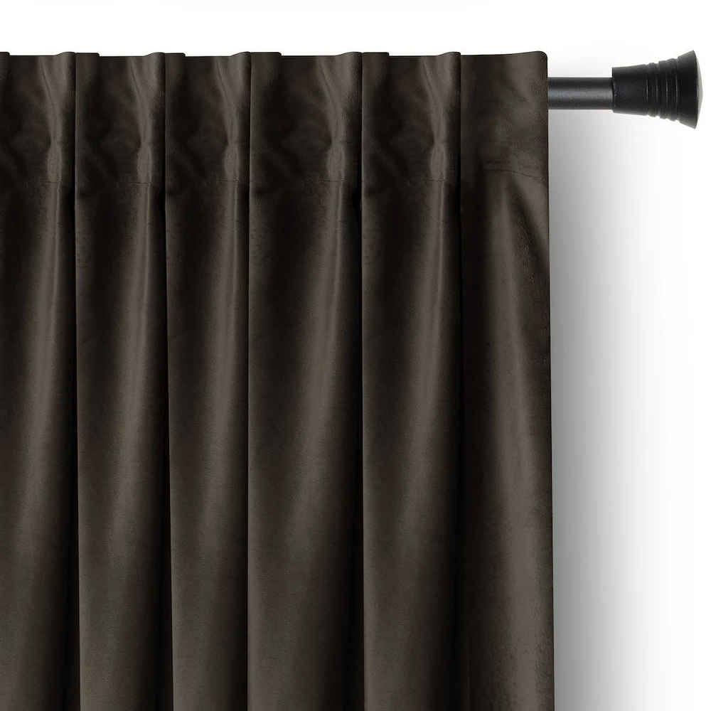 Aksominė užuolaida su kilpomis AmeliaHome 140 × 245 cm, ruda