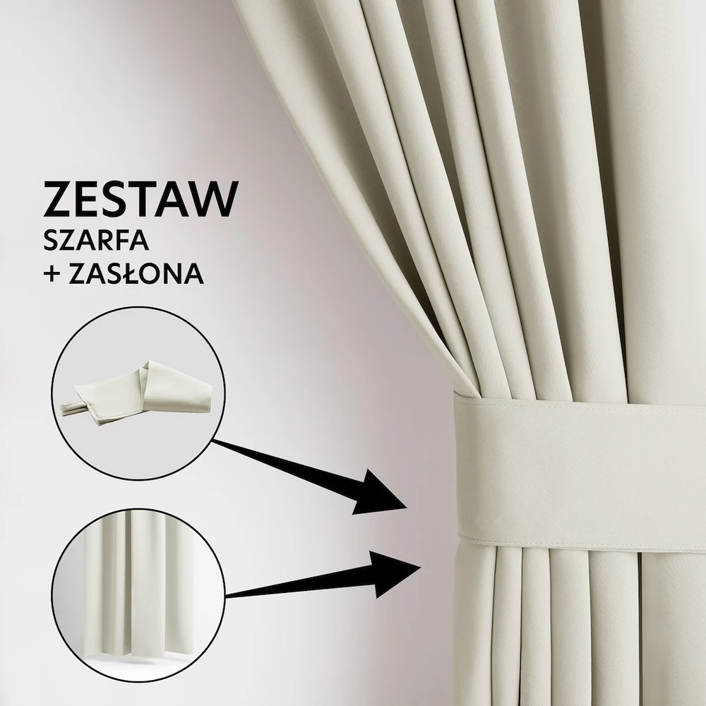 Aksominė užuolaida su kilpomis Blackout AmeliaHome 285 × 250 cm, kreminė