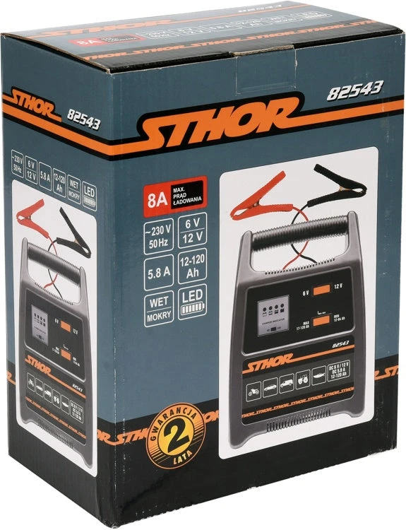 Sthor Akumuliatoriaus įkroviklis 6/12V 8A su LED, auto moto akumuliatoriams