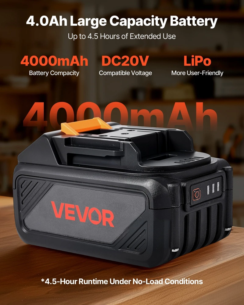 VEVOR 20V max baterija ir įkroviklis 4.0 Ah