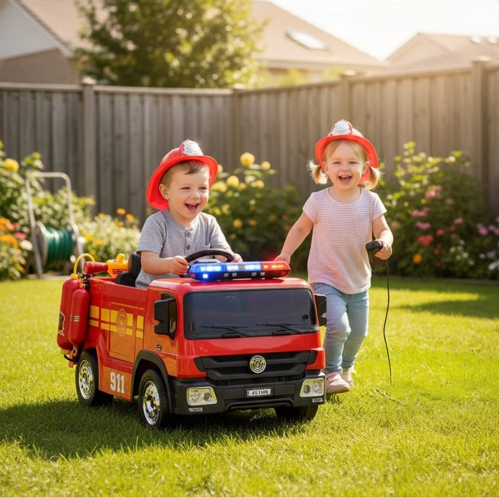 Akumuliatorinis gaisrinės automobilis vaikams HECHT 51818, 2x35W