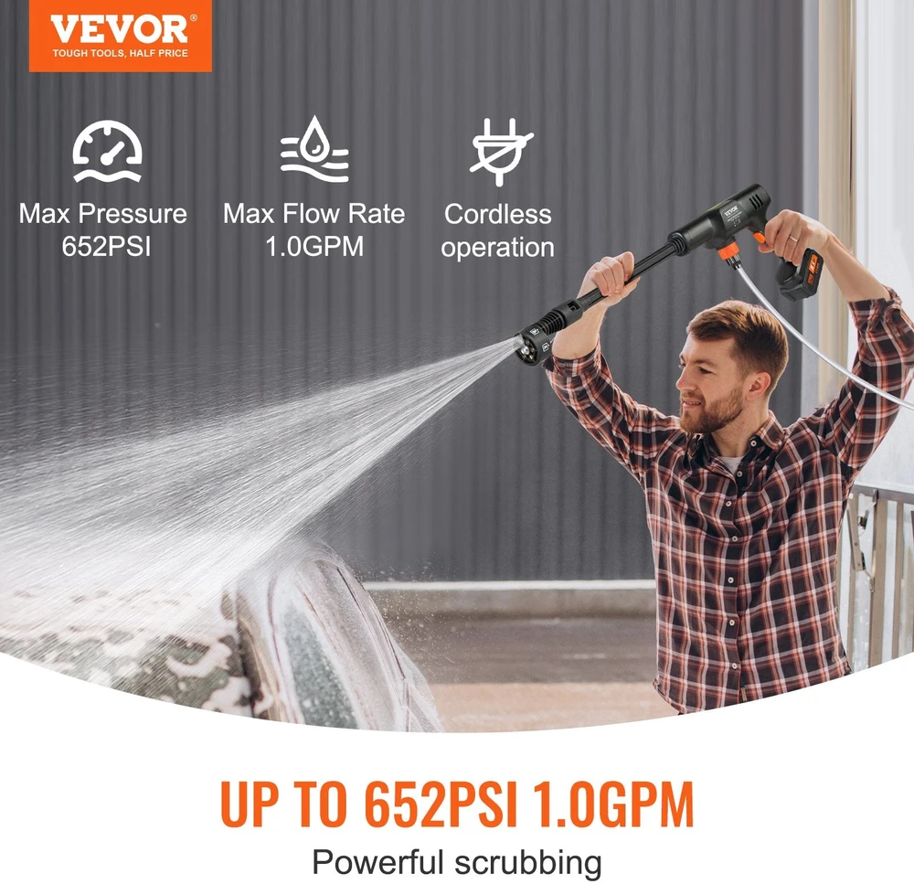 Elektrinis aukšto slėgio ploviklis VEVOR 652 PSI 6 in1