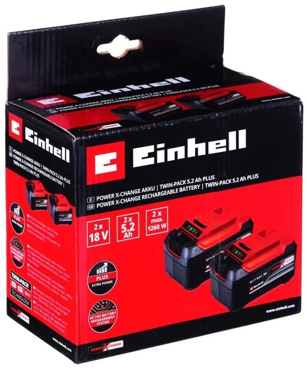 Akumuliatorių komplektas Einhell, 2 × 5,2 Ah, 18 V