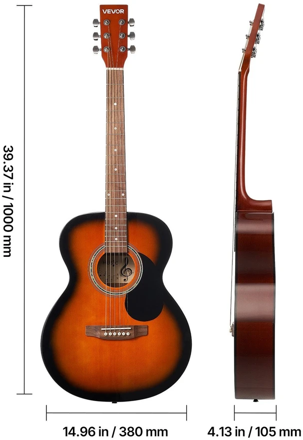 VEVOR Drednoto akustinė gitara su priedais, 40 cm