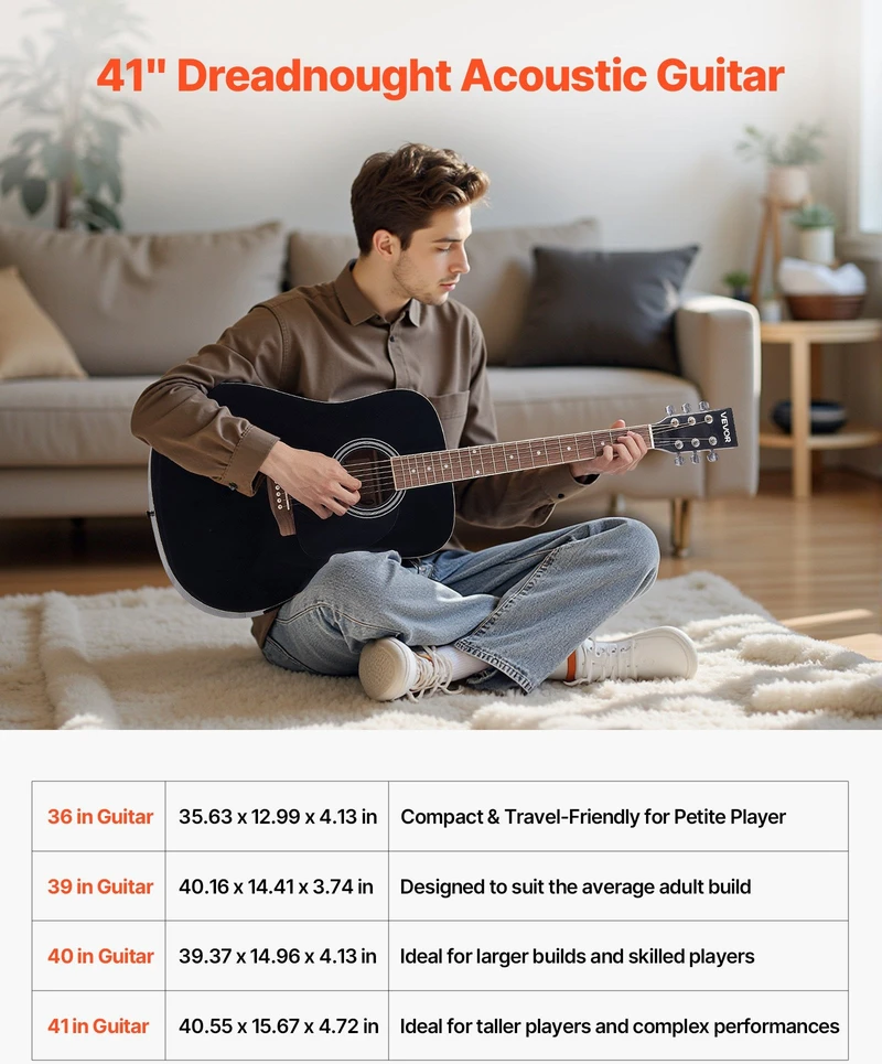 VEVOR Drednoto akustinė gitara 104 cm rinkinys