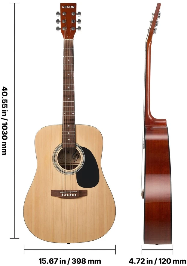VEVOR 41 in Dreadnought akustinė gitara komplektas pradedantiesiems
