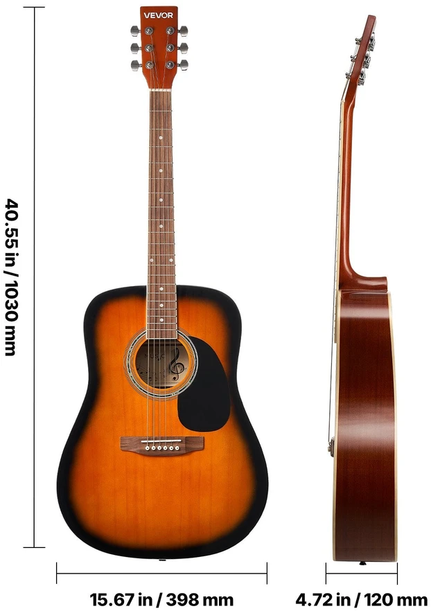 VEVOR 41 colių dreadnought akustinė gitara pradedantiesiems