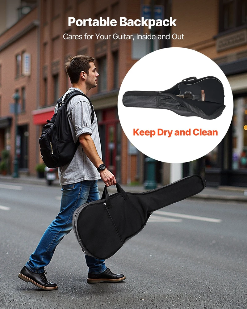 VEVOR 41 cm akustinė gitara su dėklu juoda