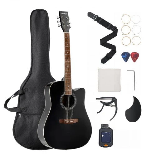 VEVOR 41 cm akustinė gitara su dėklu juoda