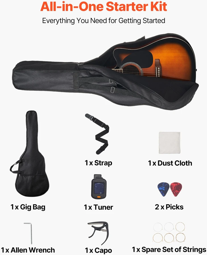 VEVOR 41 colių akustinė gitara pradedantiesiems
