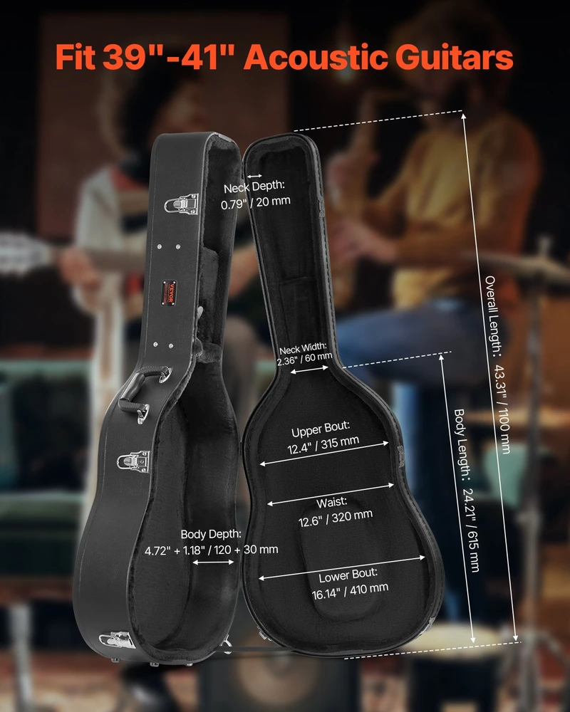 VEVOR Akustinės gitaros dėklas su spyna