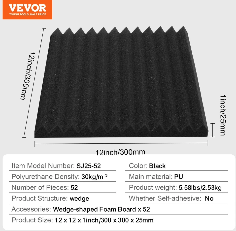 VEVOR 52 vnt. akustinės putos 30 x 30 x 2,5 cm