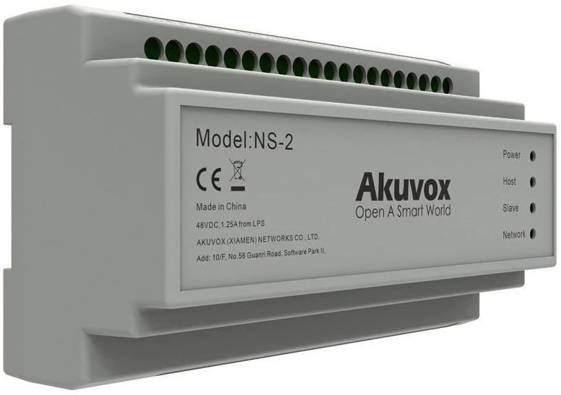 Akuvox NS-2 „Fast Ethernet“ (10/100) DIN bėgelio tinklo jungiklis, pilkas