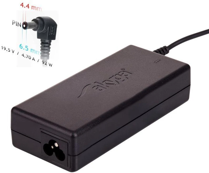 Akyga AK-ND-20 kintamosios srovės adapteris „Sony“ nešiojamam kompiuteriui (19,5 V; 4,7 A; 92 W; 6,5 mm x 4,4 mm)