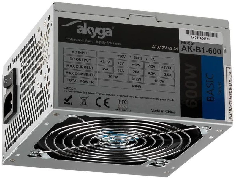 Akyga Basic ATX maitinimo šaltinis 600W AK-B1-600 Fan12cm P4 3xSATA PCI-E
