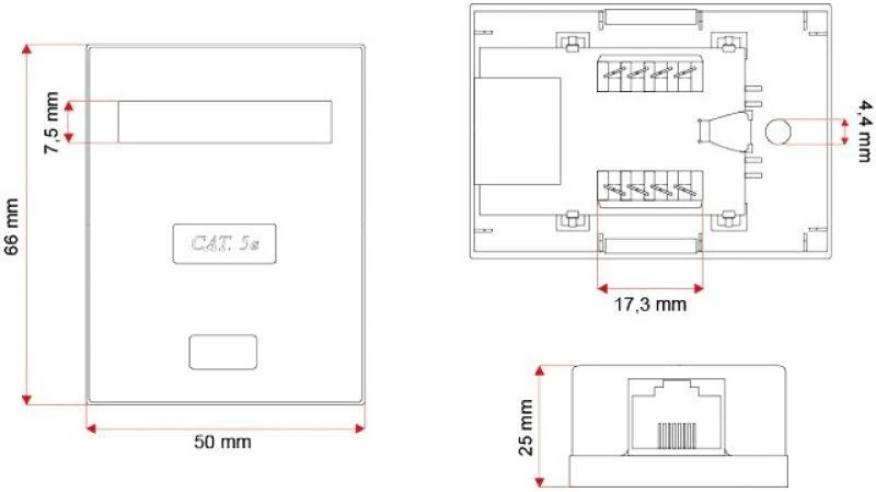 Alantec A-LAN GN005 tinklo jungiamoji dėžutė Cat5e, balta