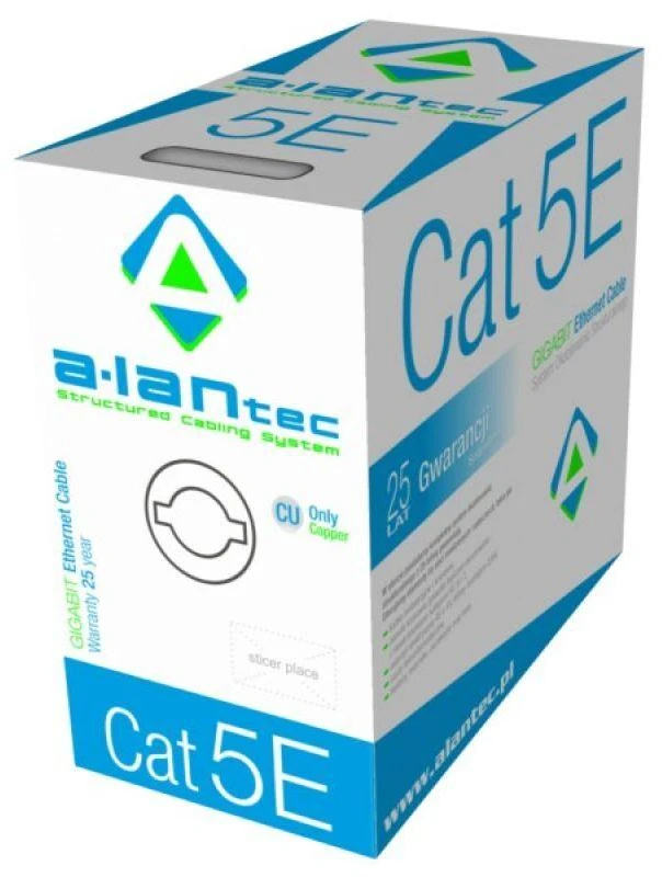 Alantec Tinklo kabelis - A-LAN KIU5PVC305 Cat5e U/UTP 305 m Pilkas