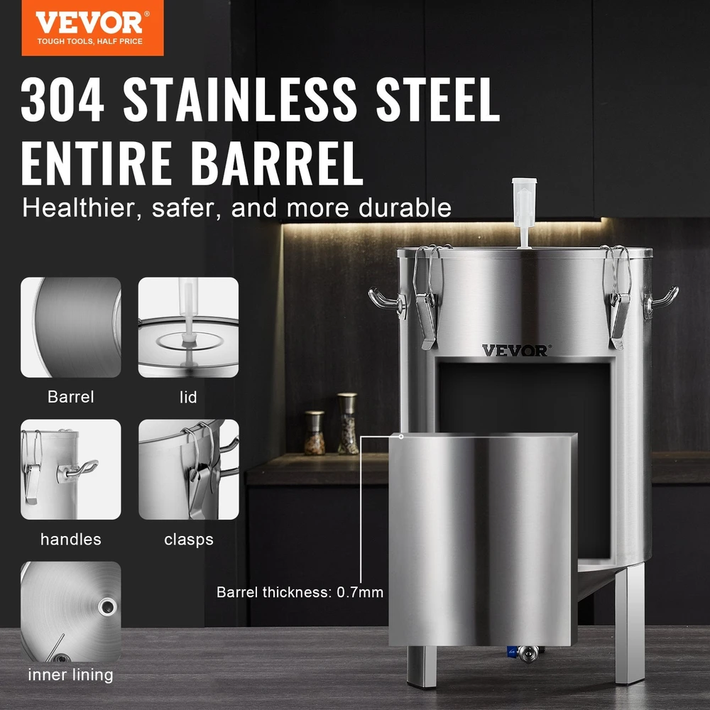 VEVOR 304 nerūdijančio plieno alaus fermentatorius 60 L
