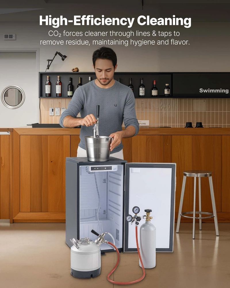 VEVOR Kegų valymo rinkinys, 6.5L su D jungtimi