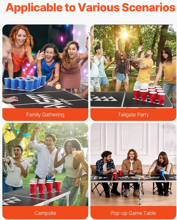 VEVOR Sulankstomas beer pong stalas 2,4 m